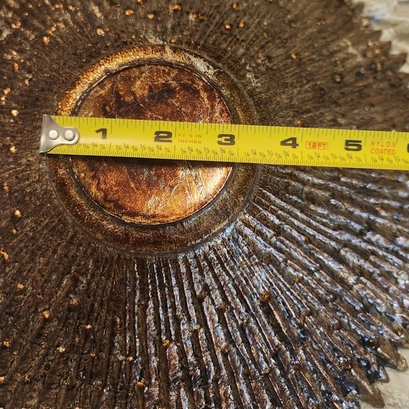 🦋Beautiful Sunburst Glass Accent Bowl Glossy Teal Gold Silver - Picture 11 of 15